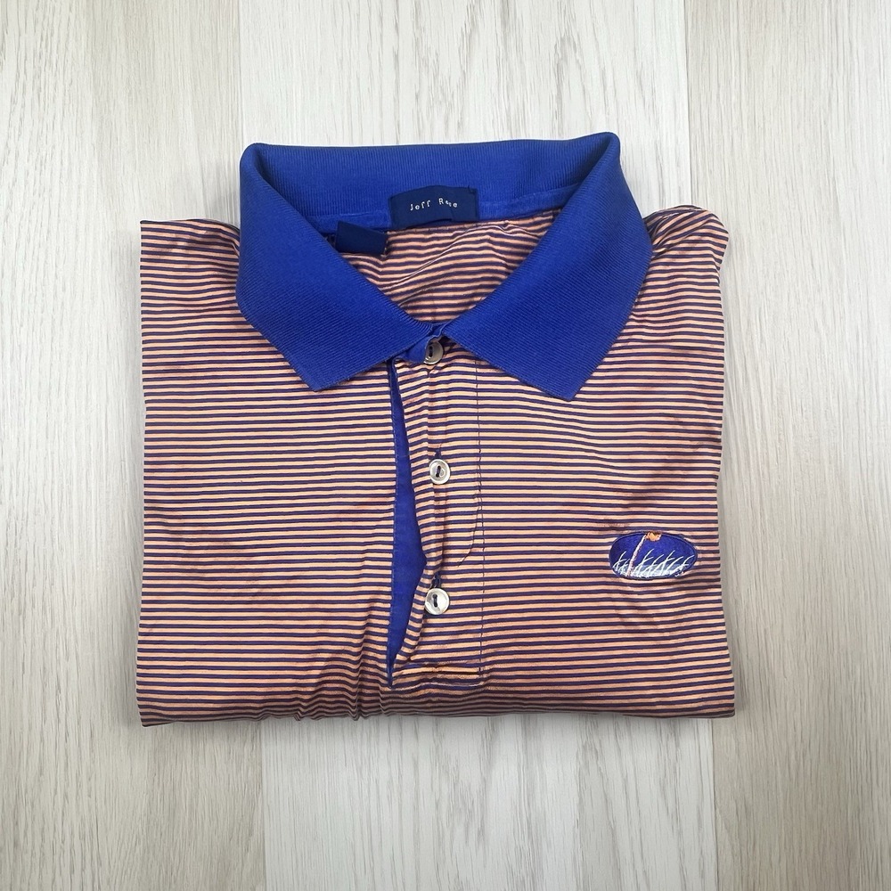 Jeff Rose Golf Polo Shirt Men's Size XL  Nantucket Golf Club Orange Striped